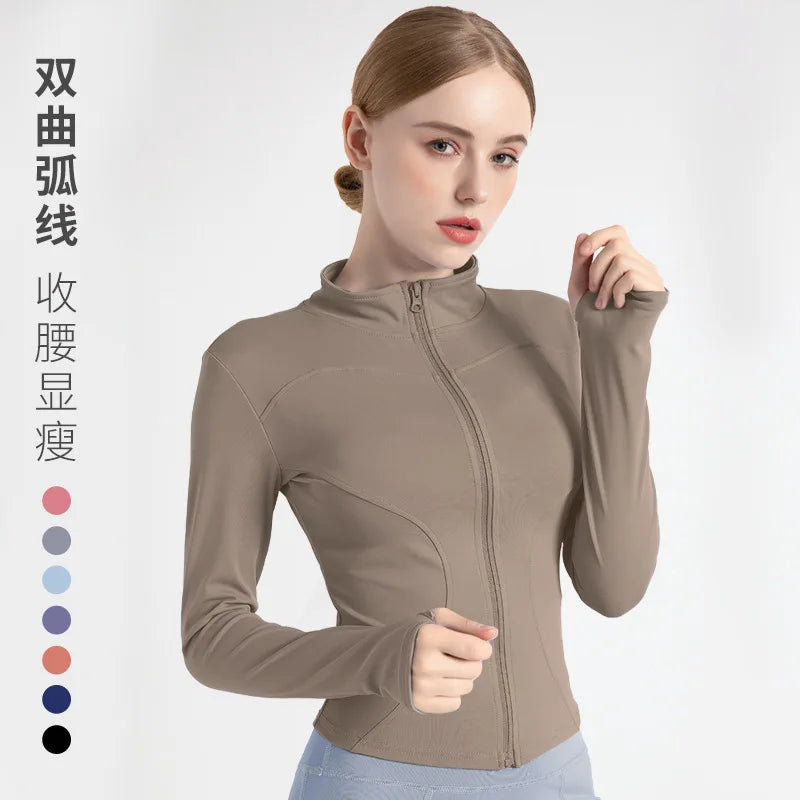 S-3XL Women's Tracksuit Jacket Slim Fit Long Sleeved Fitness Coat Yoga Tops With Thumb Holes Gym Jacket Workout Sweatshirts2025
