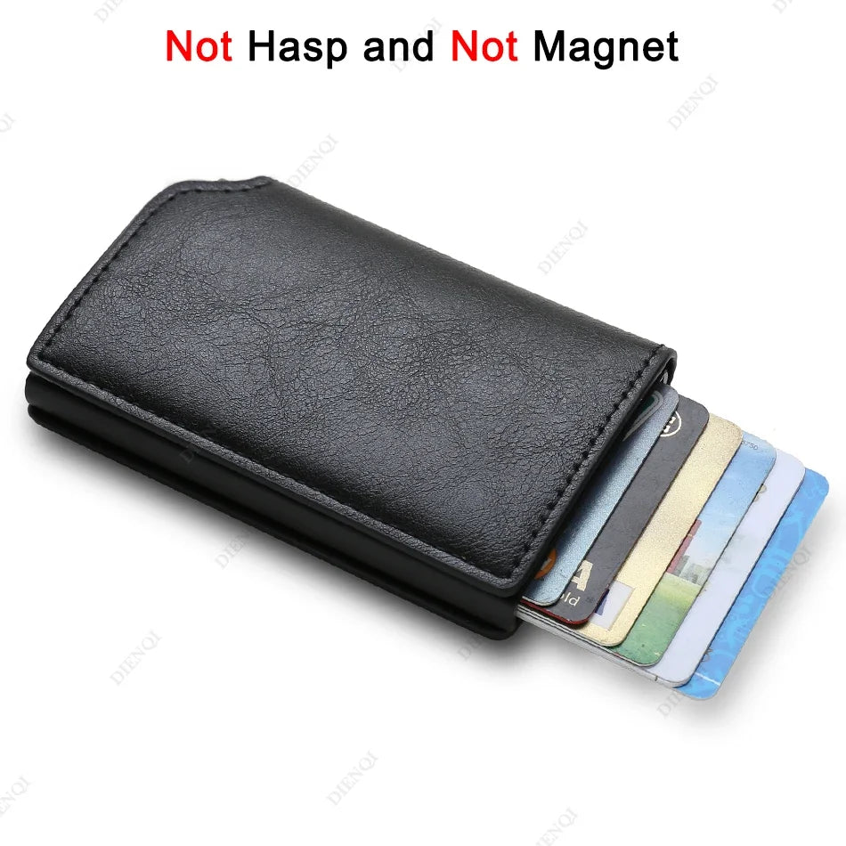 Rfid Credti Card Holders Men Wallets Anti Theft Carbon Fiber Bank Cardholder Case Slim Thin Smart Wallet Pop Up Black Walet New