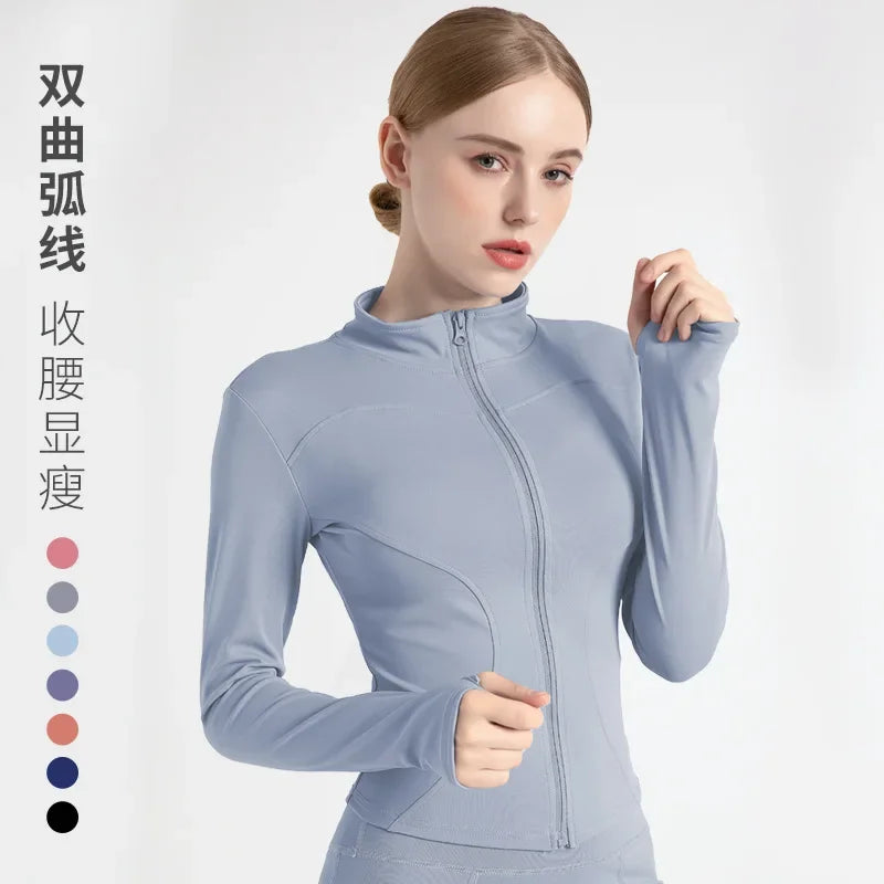 S-3XL Women's Tracksuit Jacket Slim Fit Long Sleeved Fitness Coat Yoga Tops With Thumb Holes Gym Jacket Workout Sweatshirts2025